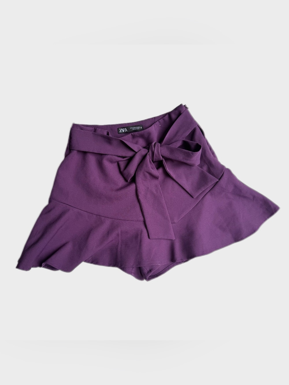 Zara Tie-Waist Ruffle Flared Skort in Purple Size XS